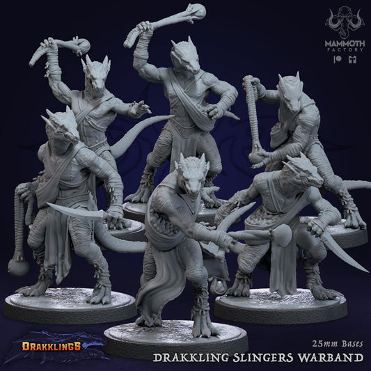 Drakkling Slinger Warband Warriors Bundle 6 Figs 12k 14k + BONUS Druck 3D RPG Miniatur Geschenkidee Mini Dungeons & Dragons Tabletop Mammut