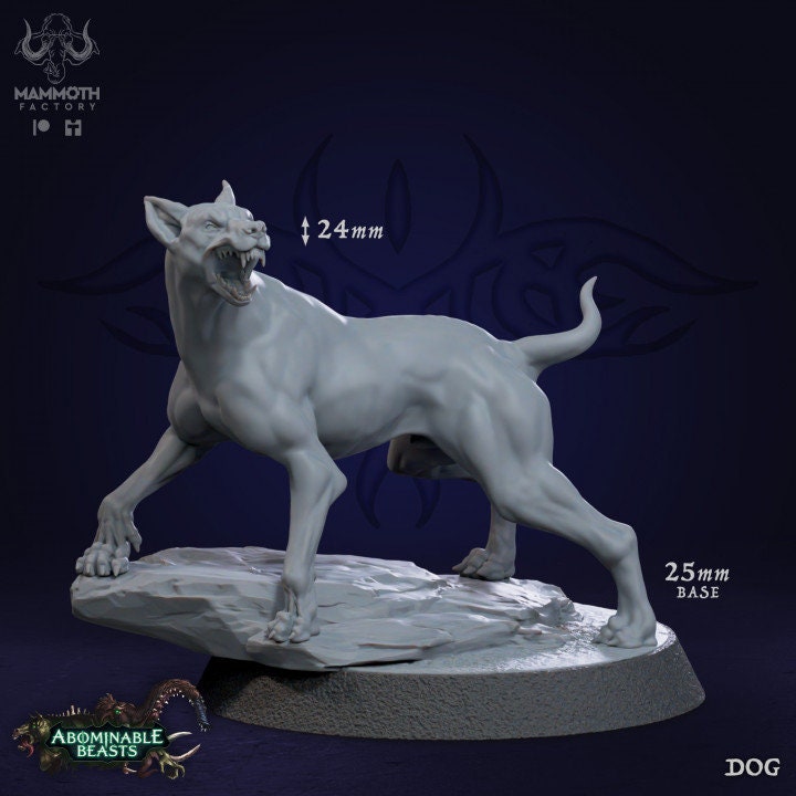 Animals Pack -Dog, Boar, Giant Rat 3 Figures 12k + Base Print 3D RPG Miniature Gift Idea mini | Dungeons & Dragons Tabletop Mammoth Factory