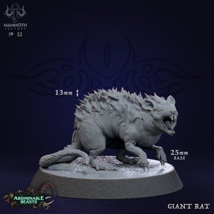 Animals Pack -Dog, Boar, Giant Rat 3 Figures 12k + Base Print 3D RPG Miniature Gift Idea mini | Dungeons & Dragons Tabletop Mammoth Factory