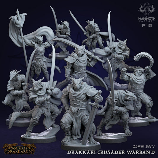 Coffret Drakkari Crusader Warband : 8 figurines (12 000 $, 14 000 $) + BONUS ! Miniature 3D imprimée pour RPG, idée cadeau | Donjons et Dragons | Mammoth sur table