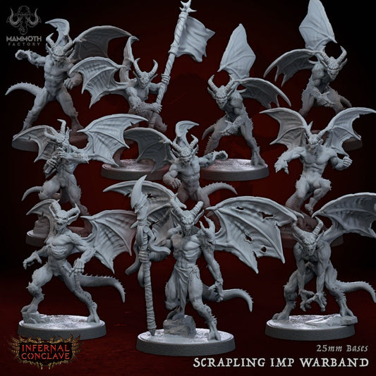 Pack Gargouilles Scrapling Imps Warband : 8 figurines (12 000 $, 14 000 $) + BONUS ! Miniature 3D imprimée pour RPG, idée cadeau | Donjons et Dragons | Mammoth sur table