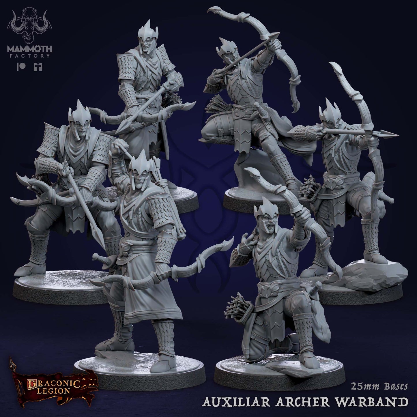 Auxilliar Archer Warband Warriors Bundle 6 Figs 12k 14k + BONUS Print 3D RPG Miniature Gift Idea mini Dungeons & Dragons Tabletop Mammoth