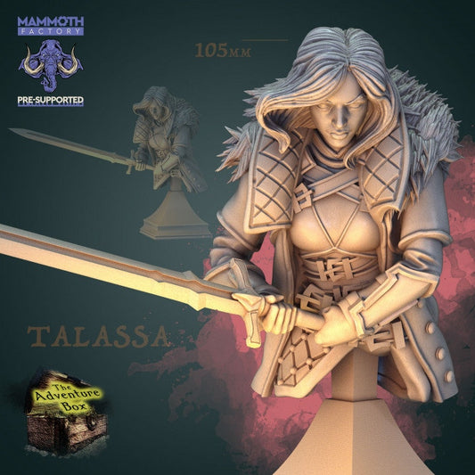 BÜSTE - Talassa-Kriegerin-Statue, 105 mm groß, 3D-Druck, 12k Miniatur, Geschenkidee | Dungeons and Dragons | Tabletop | Mammoth Factory
