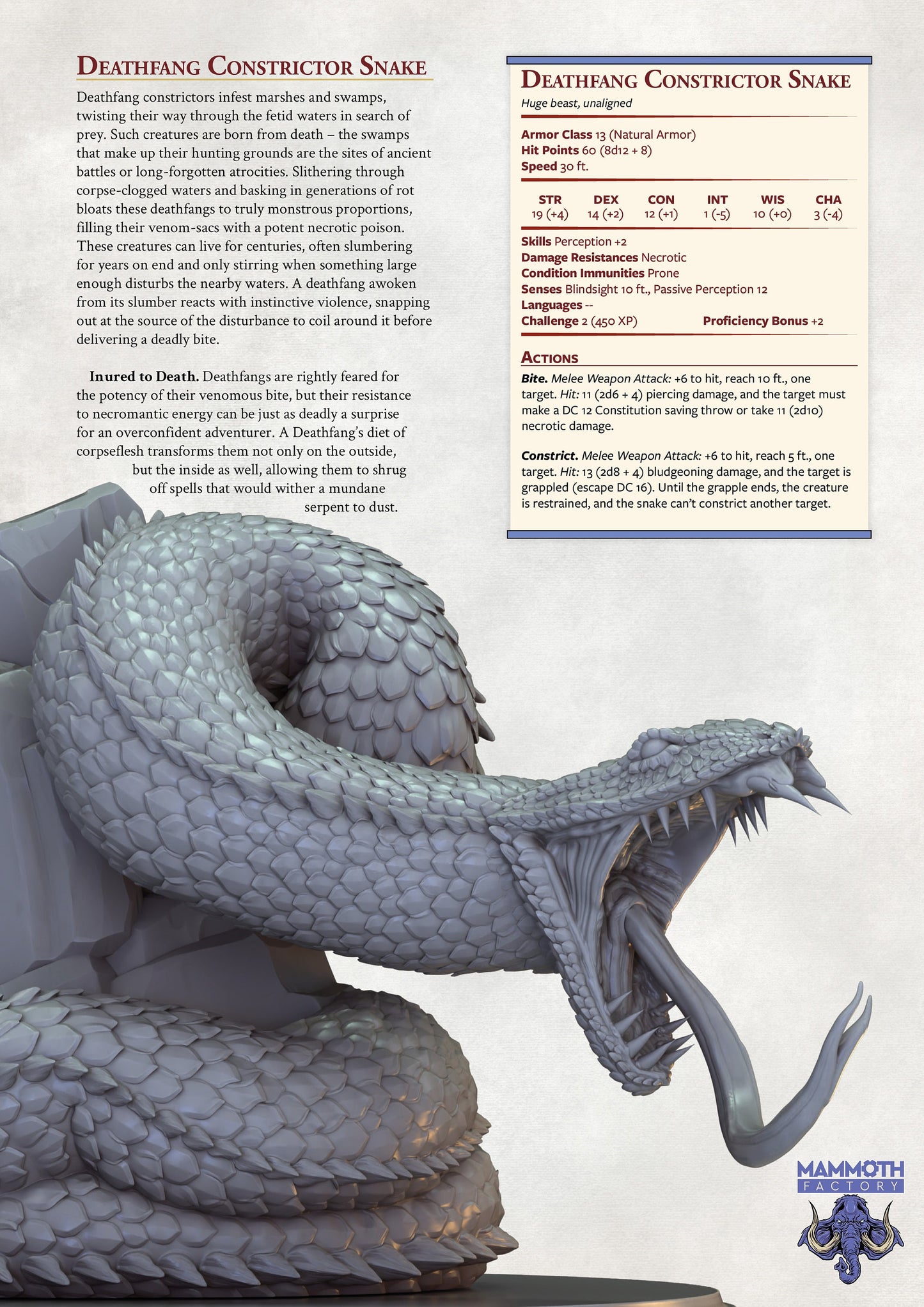 Deathfang - Strangler Snake HUGE Figure 12k 14k + BONUS Print 3D RPG Miniature Gift Idea mini | Dungeons & Dragons | Tabletop | Mammoth