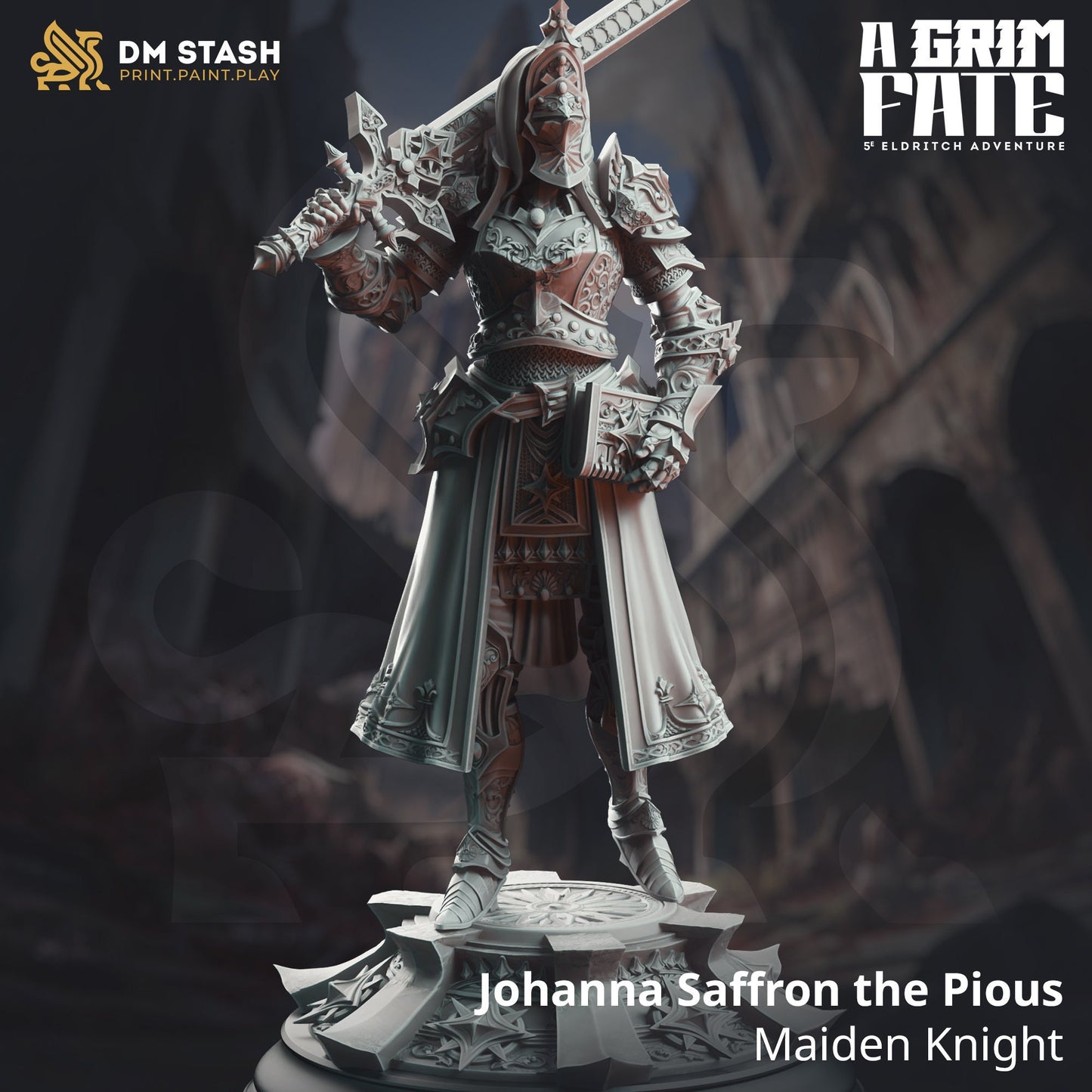 Johanna Inquisitor Knight Paladin Legions Figure dnd + BONUS Print 3d 14k miniature Gift Idea mini | Dungeons & Dragons | Tabletop DM Stash