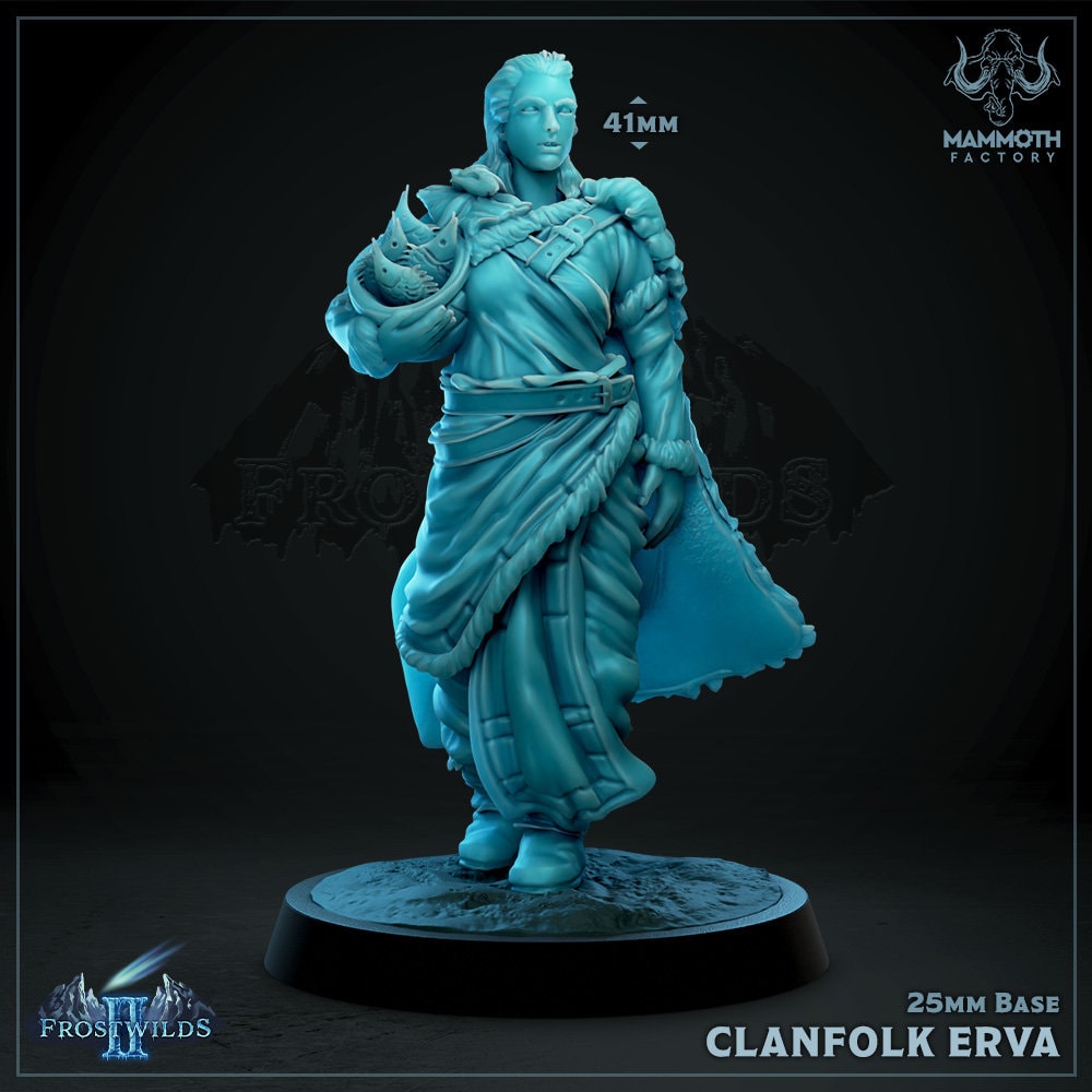 Erva Woman Townswoman Fisherman Figure DND 14k + BONUS Print 3D RPG Miniature Gift Idea mini | Dungeons n Dragons D&D | Tabletop | Mammoth