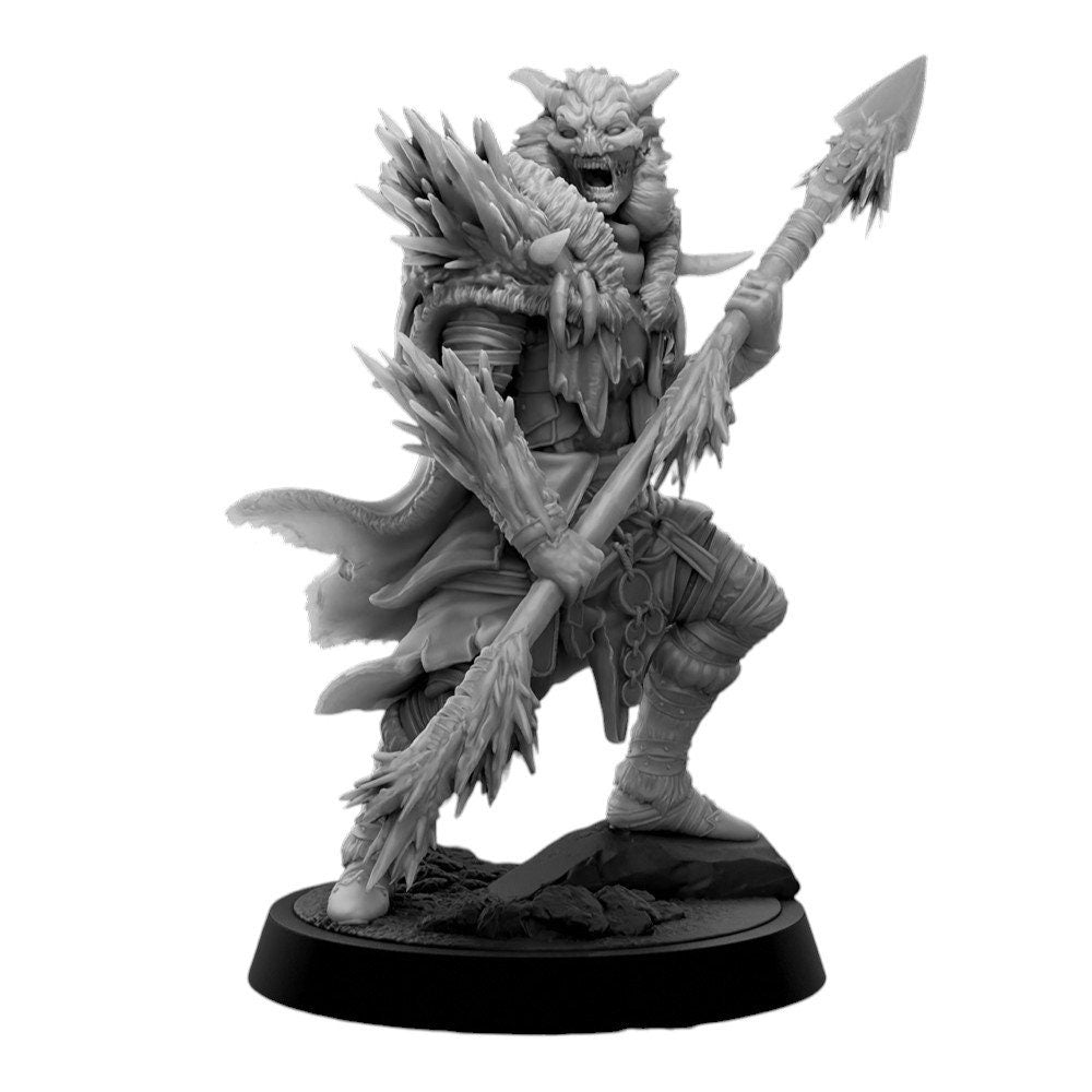 Ancestor 4 Ice Hunter Spear Figur DND 14k + BONUS Druck 3D RPG Miniatur Geschenkidee Mini | Dungeons n Dragons D&D | Tabletop | Mammut