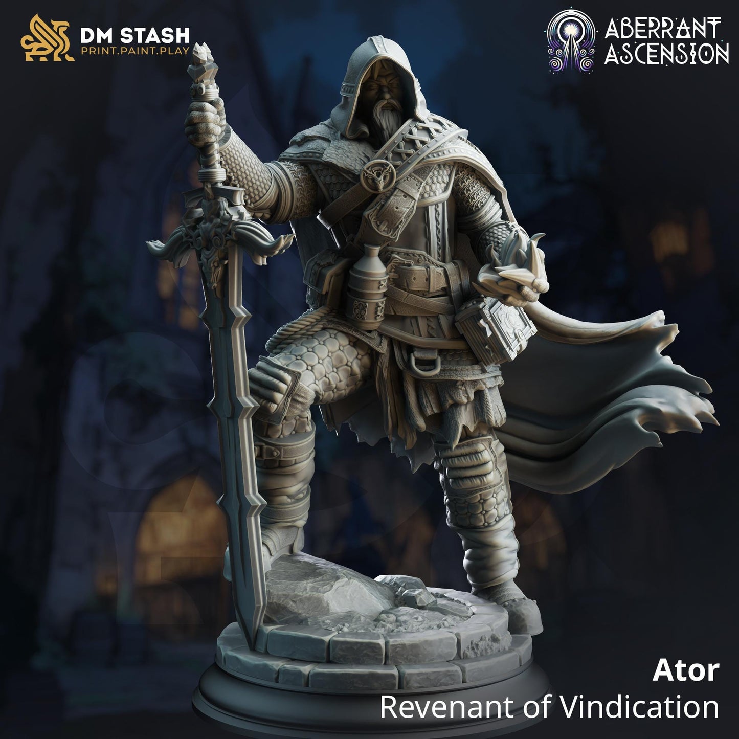 Ator – Menschlicher Revenant Ranger Figur 12k + Base Print 3D RPG Miniatur Geschenkidee Mini | Dungeons & Dragons DND Tabletop | DM Stash