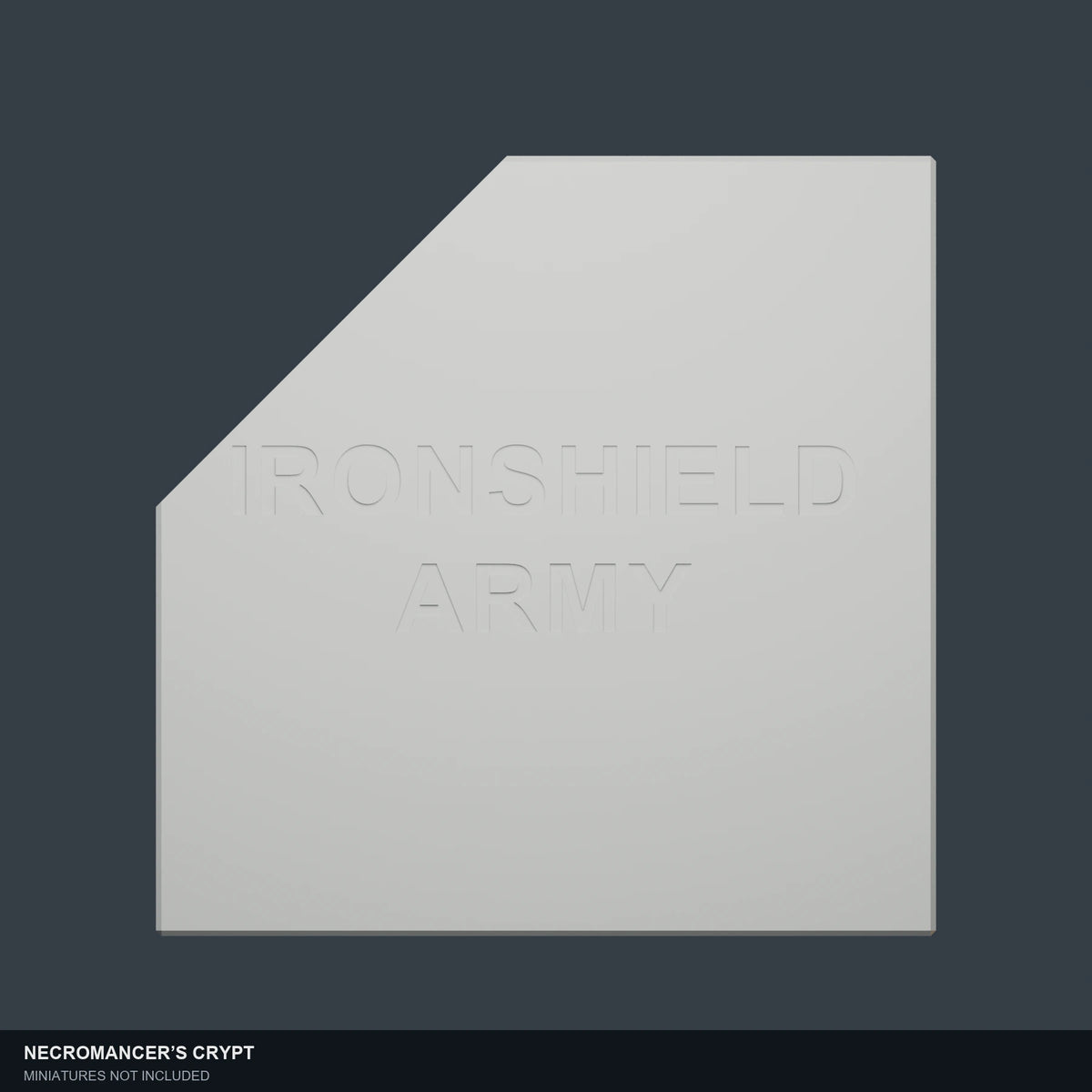 Underside visualization showing the IRONSHIELD ARMY engraving.