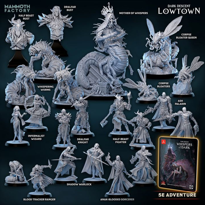 Dark Descent Lowtown - Full Set 21 Dark Elf Undead Horror Miniatures Fateless | DnD Tabletop RPG | Mammoth Factory