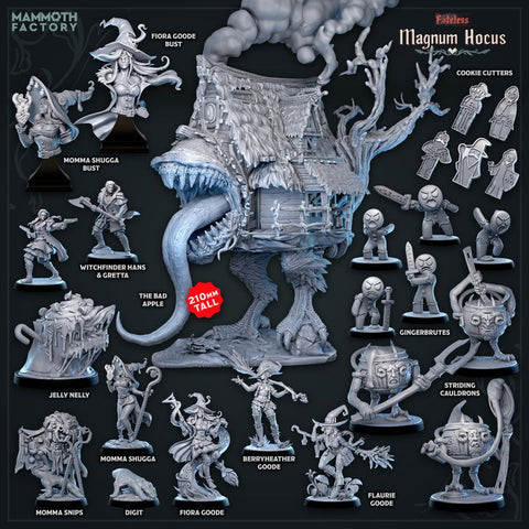 Magnum Hocus - Full Set 21 Witch Coven Gingerbread Hag Miniatures Fateless | DnD Tabletop RPG | Mammoth Factory