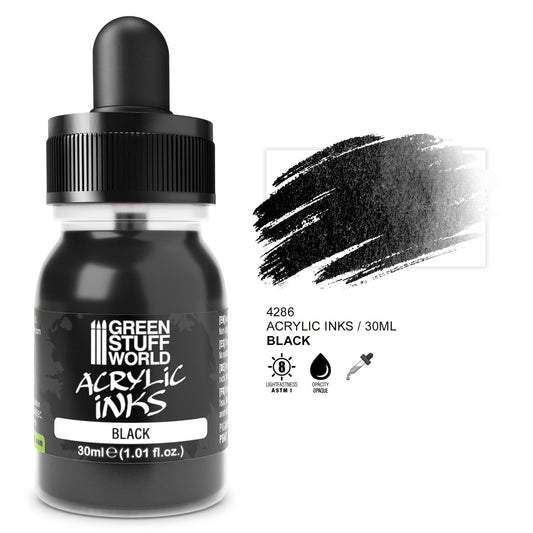 Green Stuff World Acrylic Ink Opaque Black 30ml