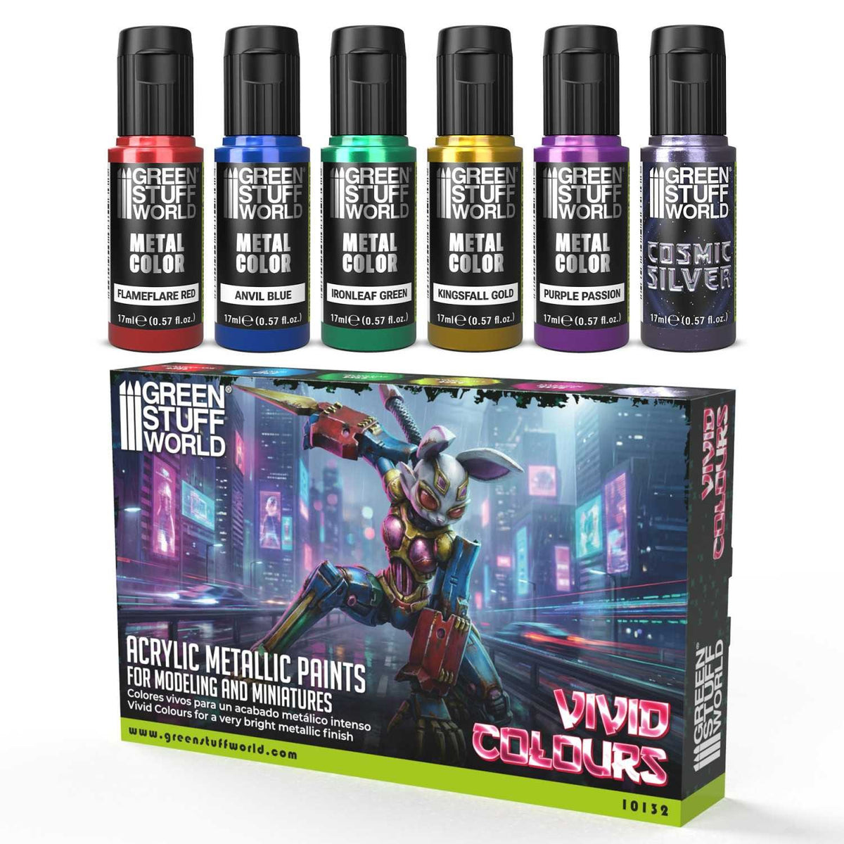 Green Stuff World Paint Set - VIVID Metallic Colours (Box x6)
