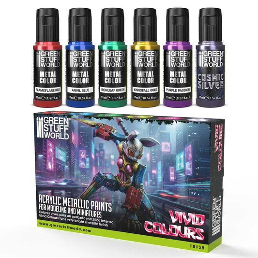 Green Stuff World Paint Set - VIVID Metallic Colours (Box x6)