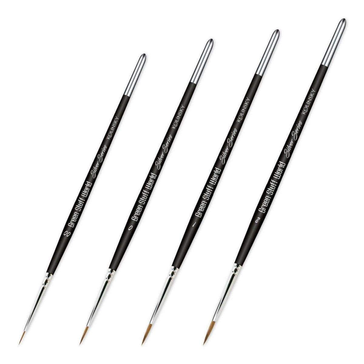 Green Stuff World Kolinsky Brush Set - Silver Series (Pack x4)