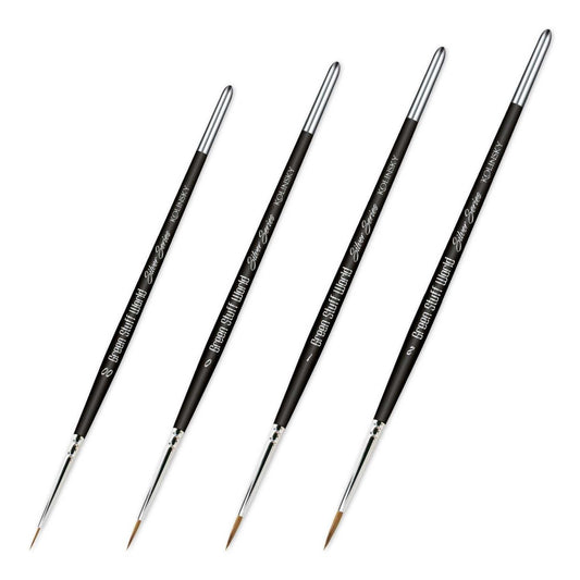 Green Stuff World Kolinsky Brush Set - Silver Series (Pack x4)