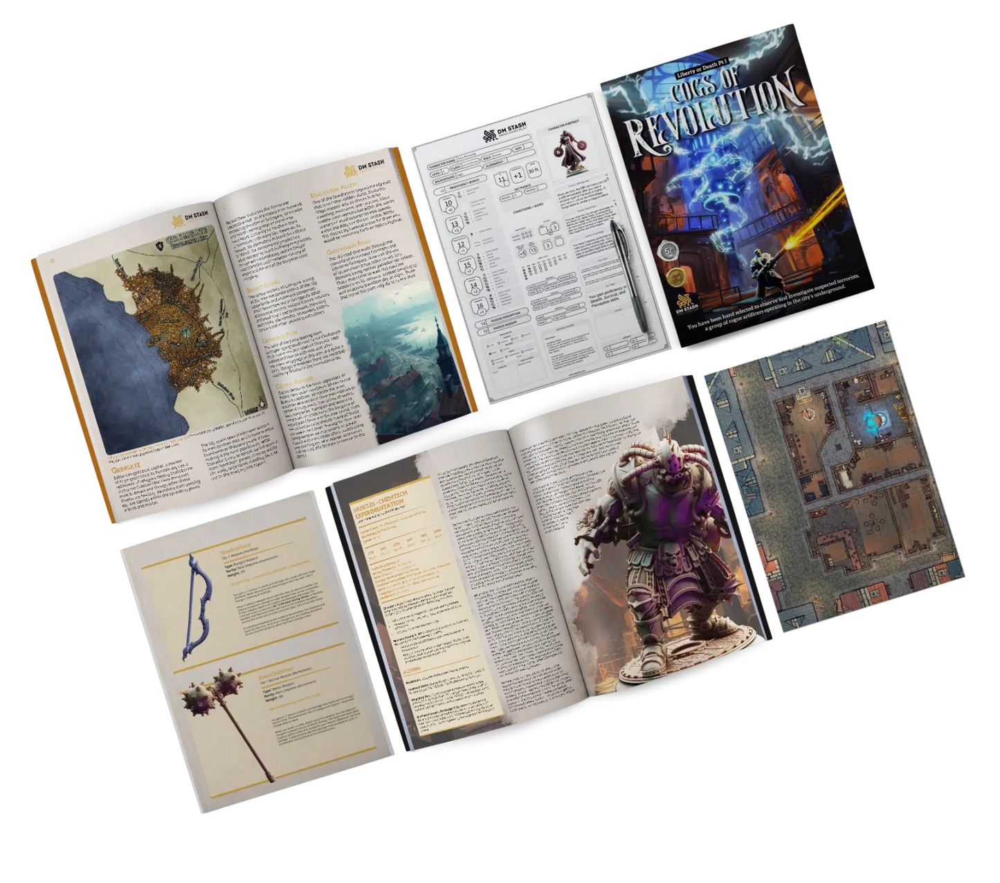 Cogs of Revolution - DND 5e Starter Campaign - Full Set 16 Figures + Maps + Characters Sheets D&D