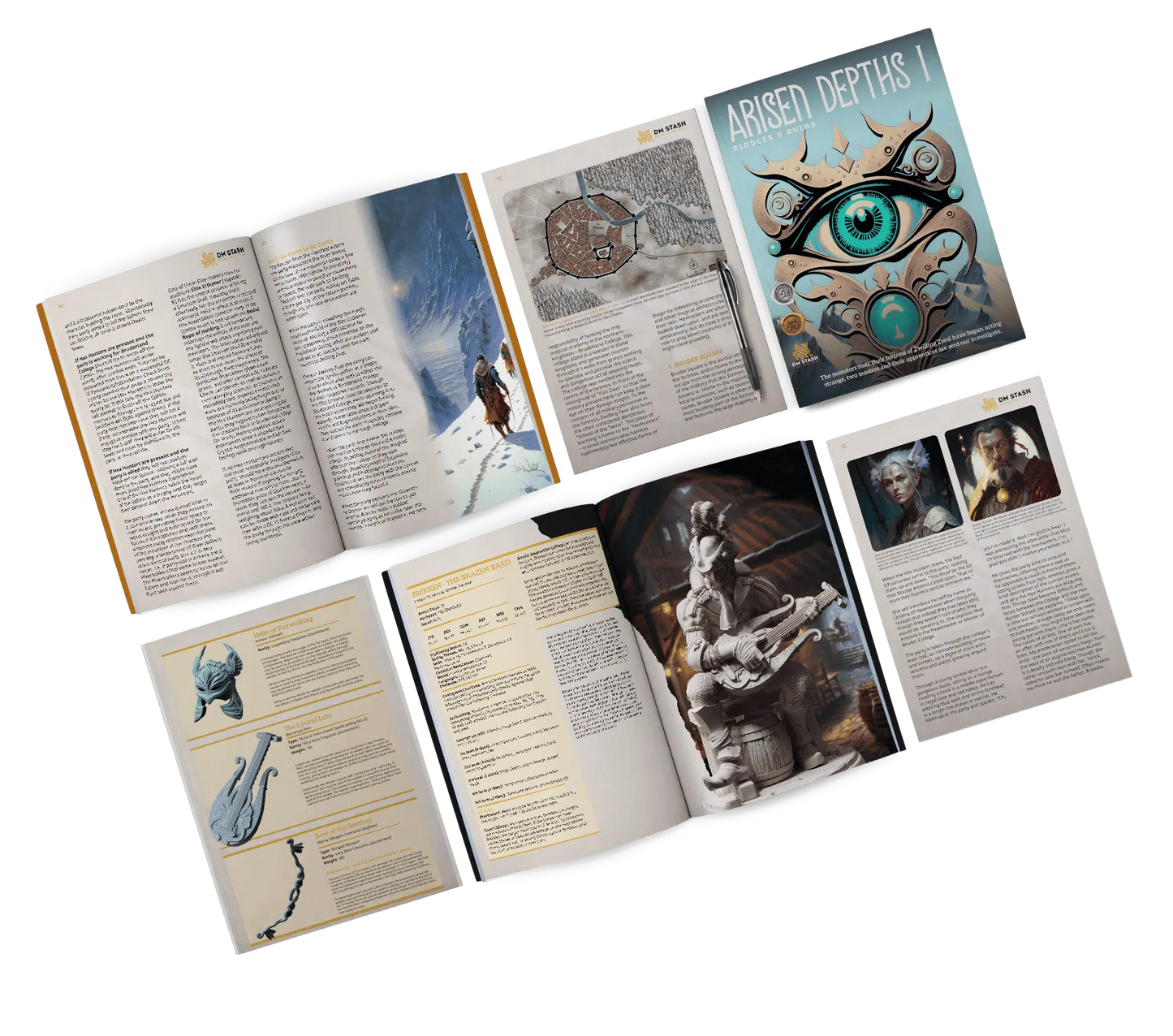 Hex Hunters of Brightstone - DND 5e Starter Campaign - Full Set 12 Figures + Maps + Characters Sheets D&D
