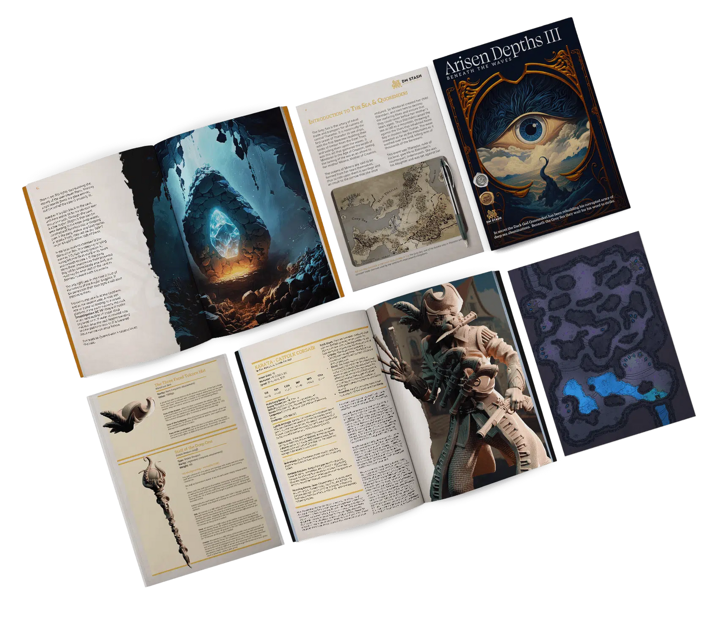 Darkest Depths - DND 5e Starter Campaign - Full Set 15 Figures + Maps + Characters Sheets D&D