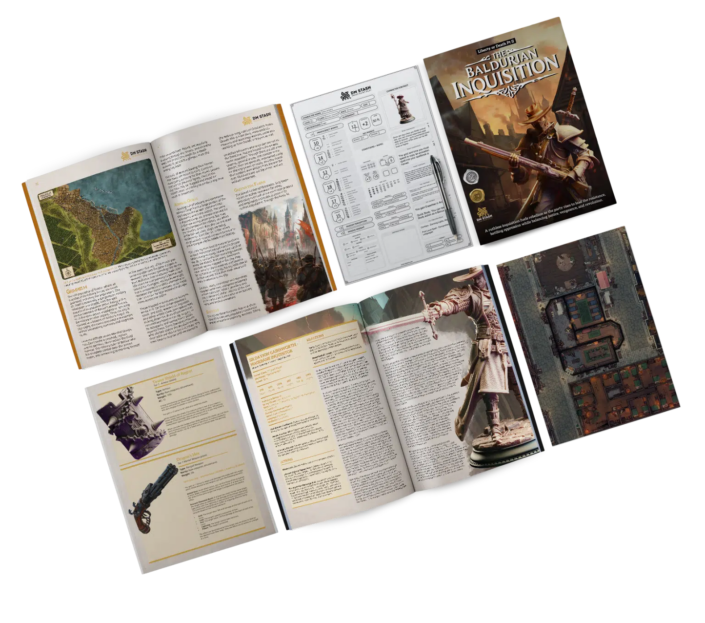 The Baldurian Inquisition - DND 5e Starter Campaign - Full Set 16 Figures + Maps + Characters Sheets D&D