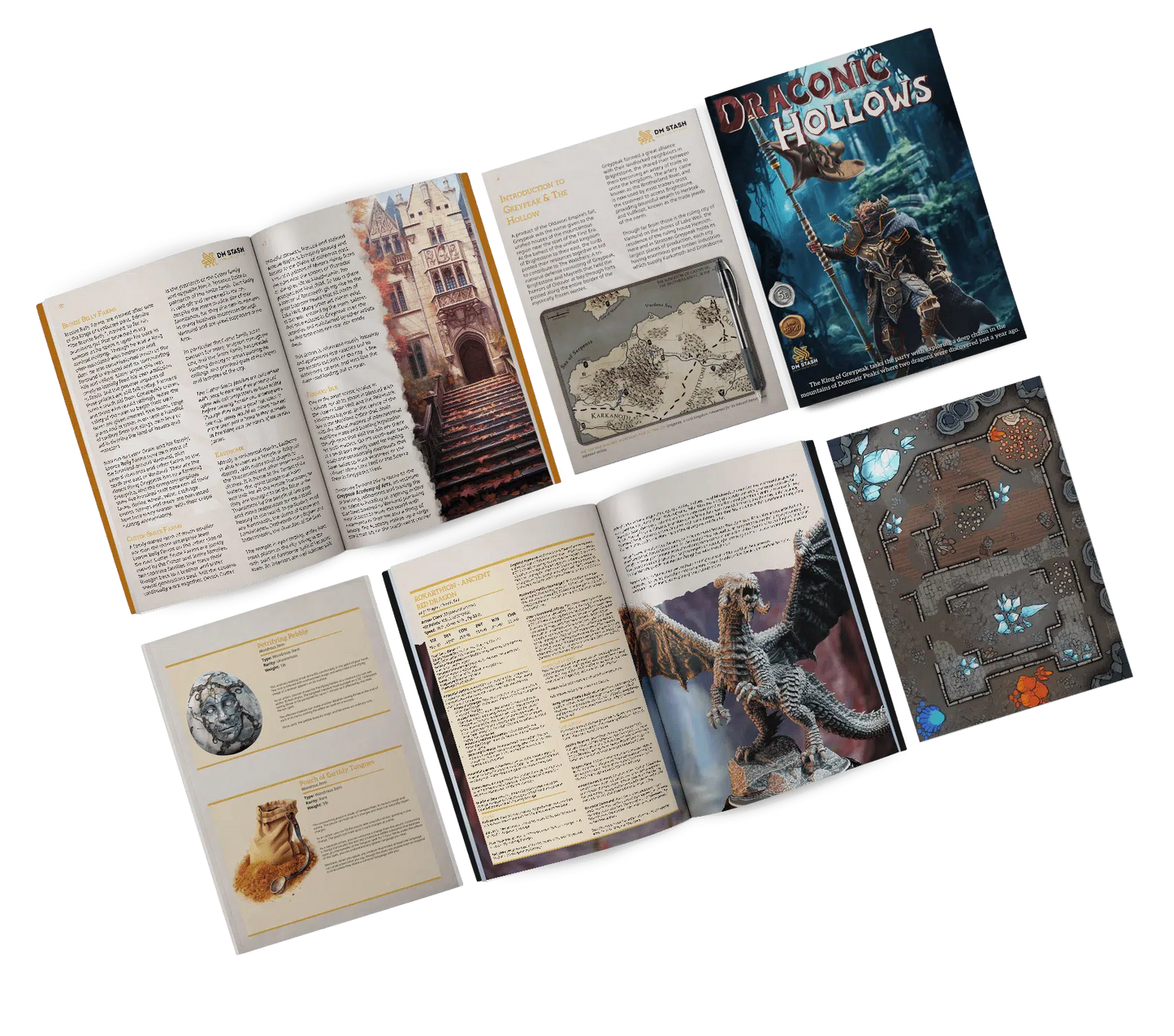 Rise of the Dragon - DND 5e Starter Campaign - Full Set 15 Figures + Maps + Characters Sheets D&D
