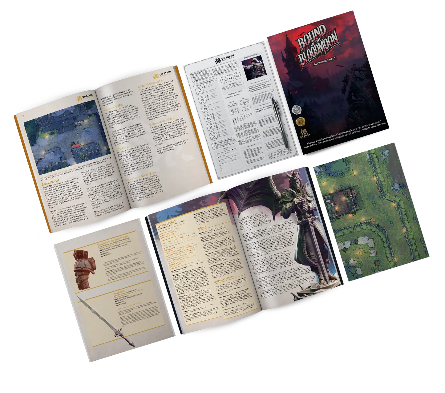 Bound in the Bloodmoon - DND 5e Starter Campaign - Full Set 16 Figures + Maps + Characters Sheets D&D