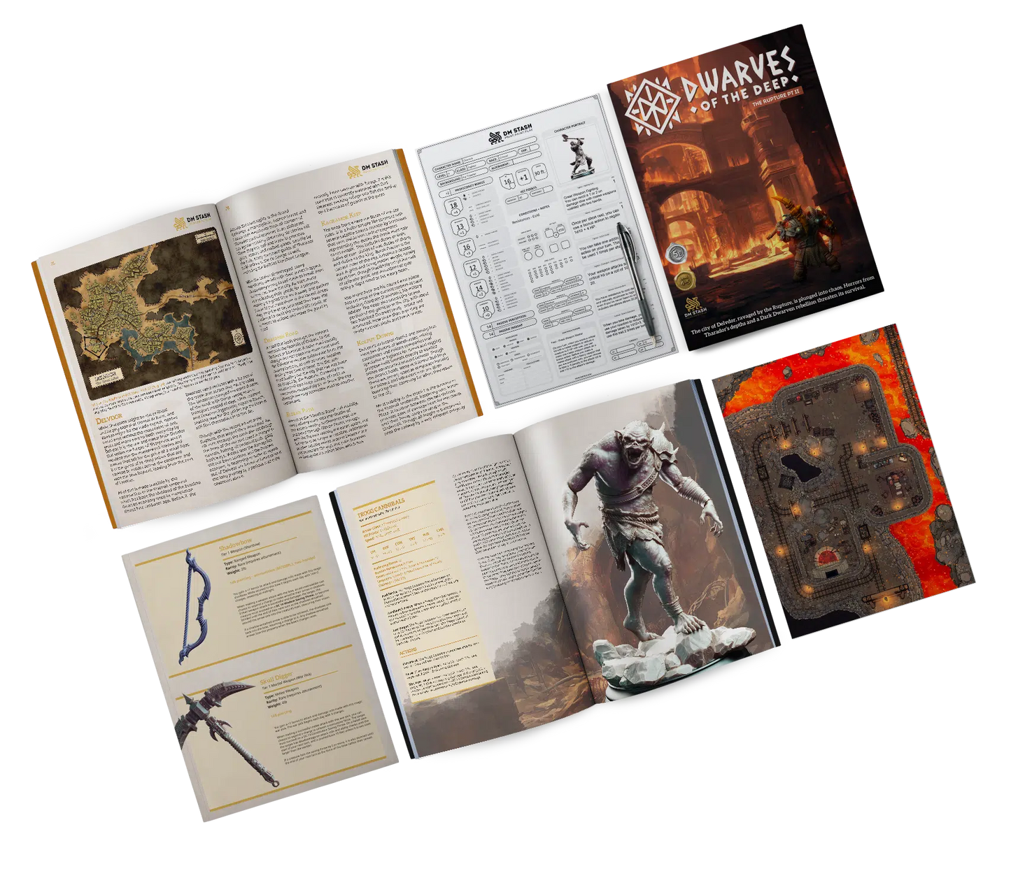Dwarves of the Deep - DND 5e Starter Campaign - Full Set 14 Figures + Maps + Characters Sheets D&D