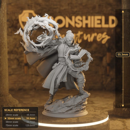 Aaron Drafthold Human Wizard DnD miniature 3D printed resin tabletop RPG figure