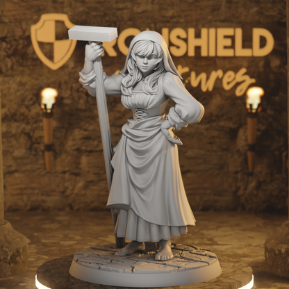 Agnes female dyer vilage woman human npc DnD miniature 3D printed resin tabletop RPG figure