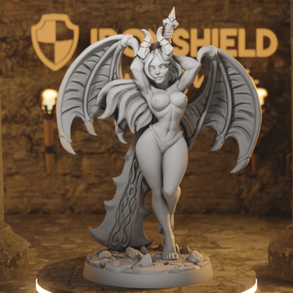 Akisha Demonic Woman NSFW Devil Naked DnD miniature 3D printed resin tabletop RPG figure