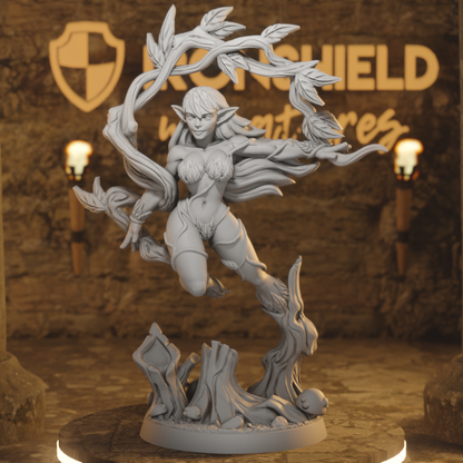 Alura - Forest Dryad Leaf Naked Nude Elf DnD miniature 3D printed resin tabletop RPG figure