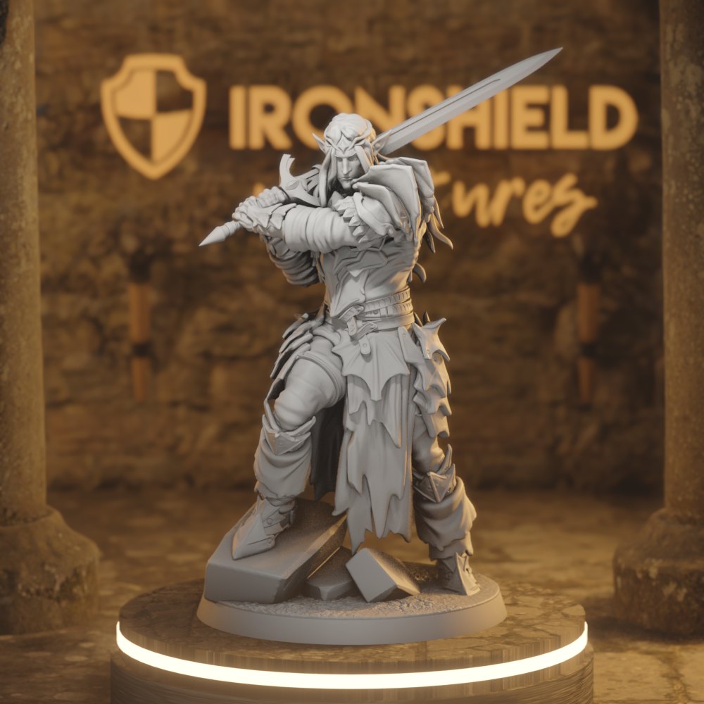 Anvarri Dralfar Knight 2 Elf Fighter DnD miniature 3D printed resin tabletop RPG figure