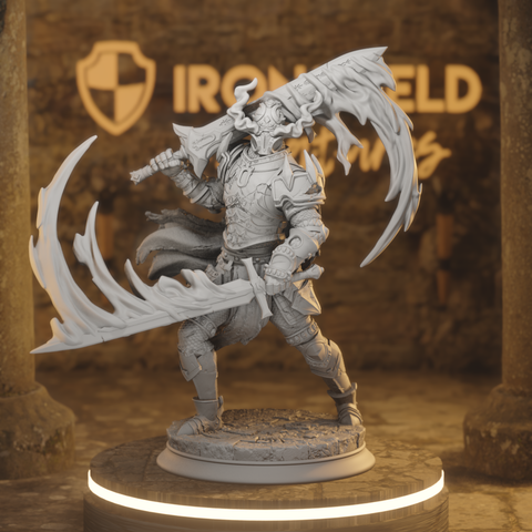 Arcane Armour Warblade - Demon-Helm Knight Twin Flame-Sword Fighter Champion