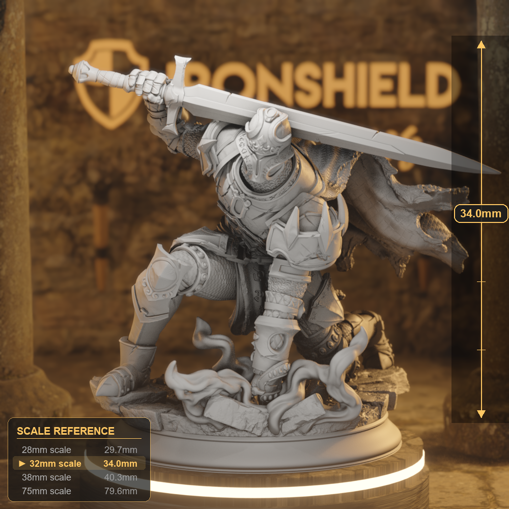 Arcane Armour B Human Fighter DnD miniature 3D printed resin tabletop RPG figure