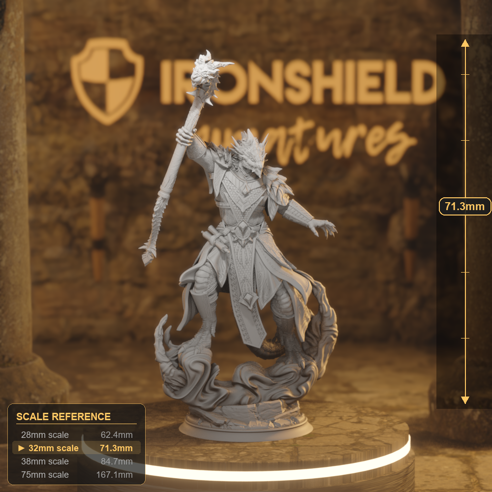 Artizak Stormscale Dragonborn Sorcerer DnD miniature 3D printed resin tabletop RPG figure