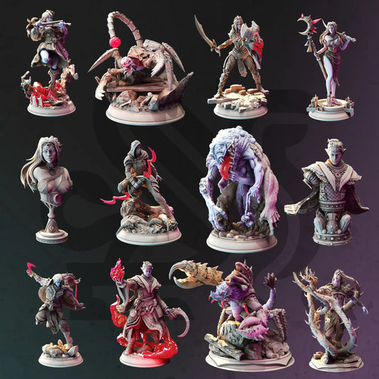Drow of the Deep - DND 5e Starter Campaign - Full Set 10 Figures + Maps + Characters Sheets D&D