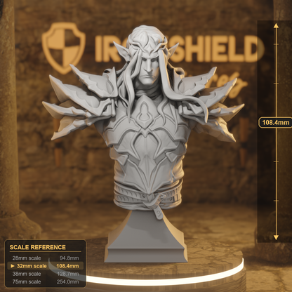 Avarri Dralfar Knight Bust Elf Fighter DnD miniature 3D printed resin tabletop RPG figure