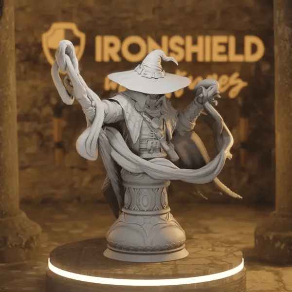 BUST Big Hat Harrison DnD miniature 360 turntable animation