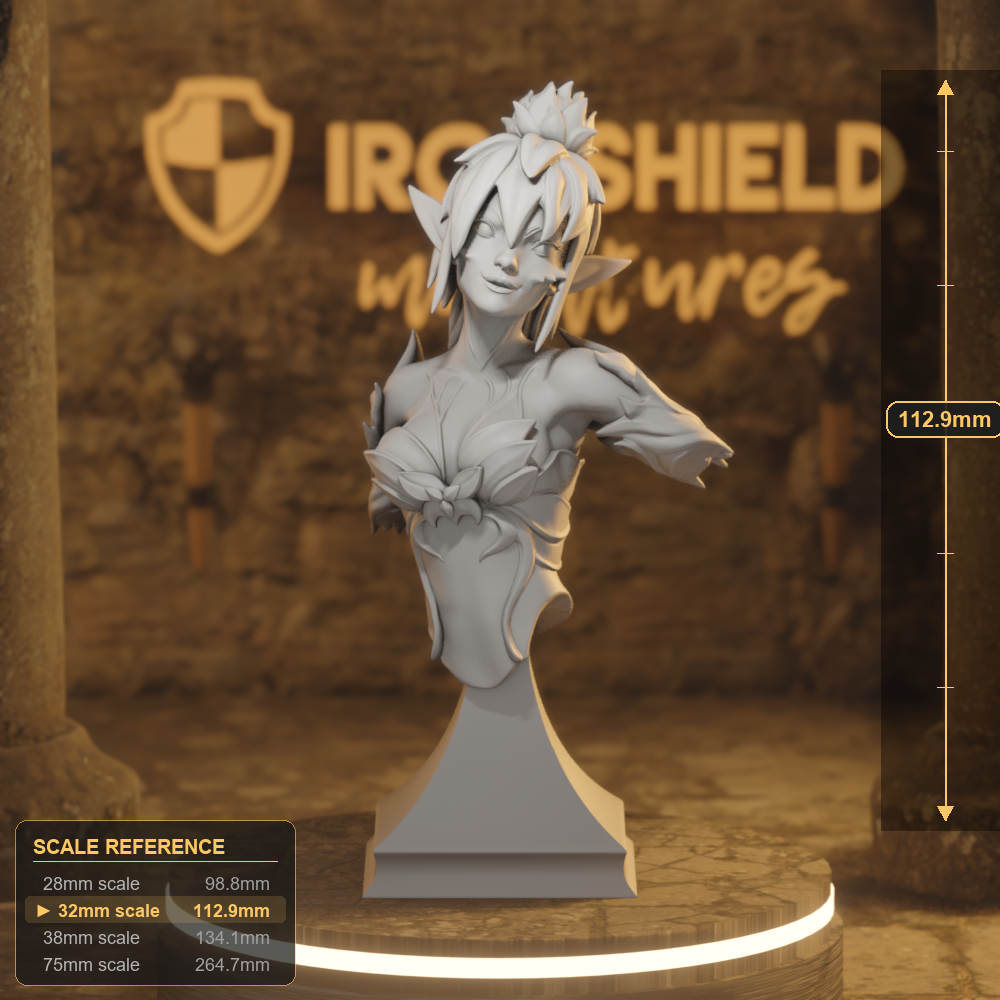BUST Flower Sprite Fey DnD miniature 3D printed resin tabletop RPG figure