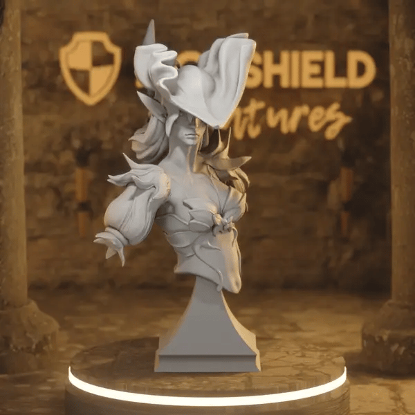 BUST Knight of Petals DnD miniature 360 turntable animation