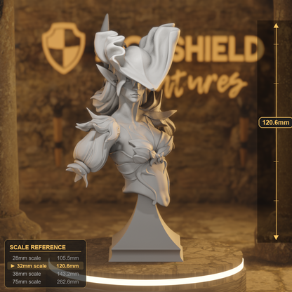 BUST Knight of Petals Fey Fighter DnD miniature 3D printed resin tabletop RPG figure