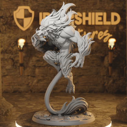 Balorgh fire demon wolf lion mutant DnD miniature 3D printed resin tabletop RPG figure