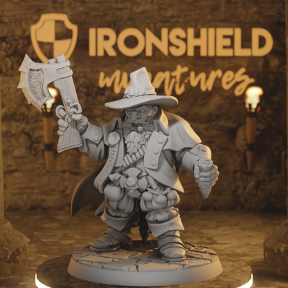 Balur Van Helding Dwarf Vampire Hunter Rogue DnD miniature 3D printed resin tabletop RPG figure