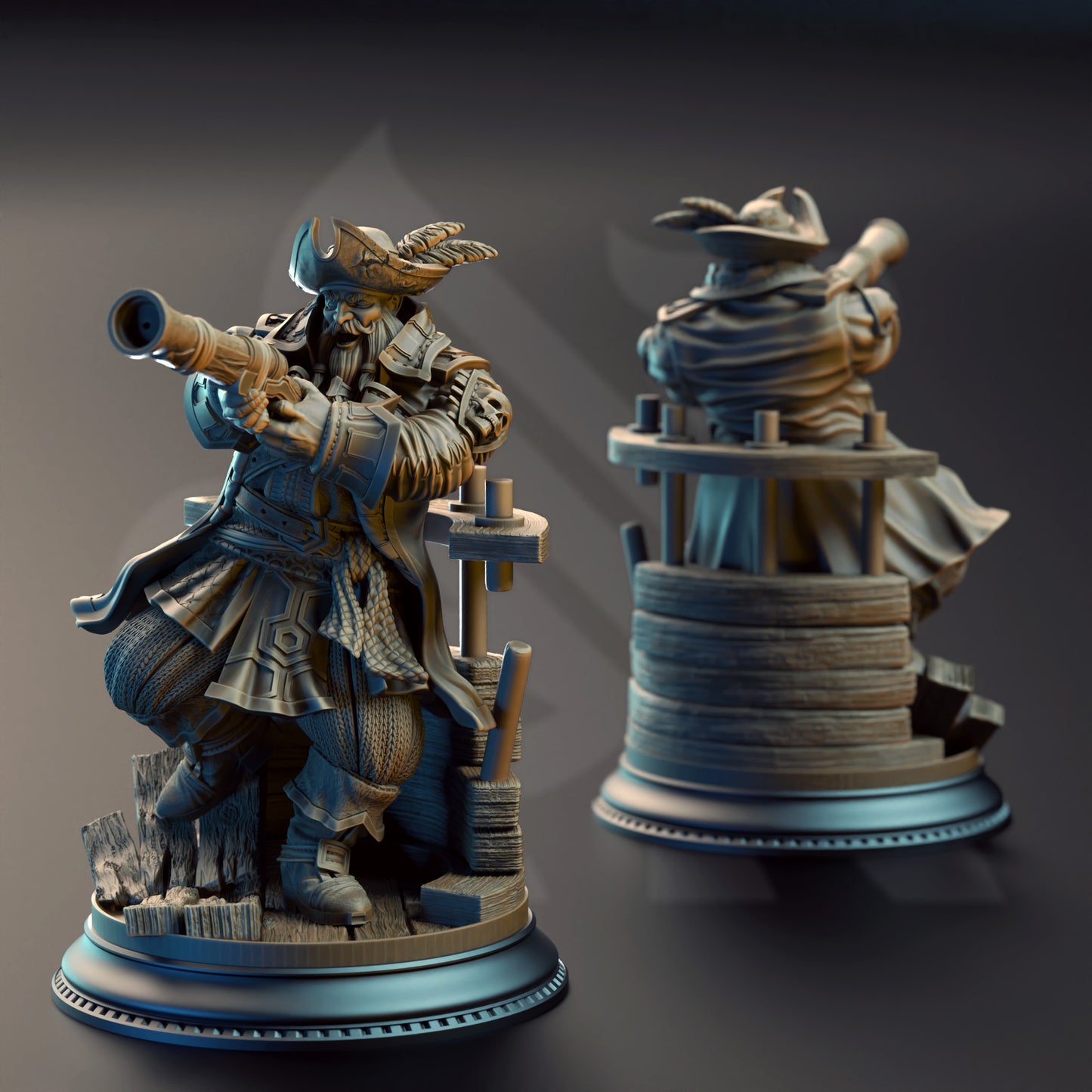 Baradin Blackbeard – Dwarg Gunslinger Pirate Captain Musket Aiming
