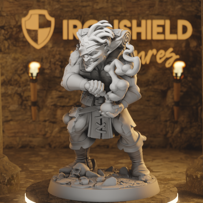 Baznazz Goblin Alchemist Bandit Rogue Artificer DnD miniature 3D printed resin tabletop RPG figure