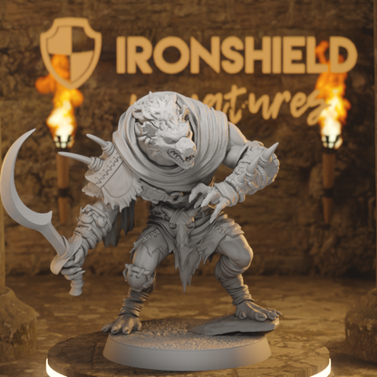 Boneyard Gnoll 1 Gnoll Fighter DnD miniature 3D printed resin tabletop RPG figure