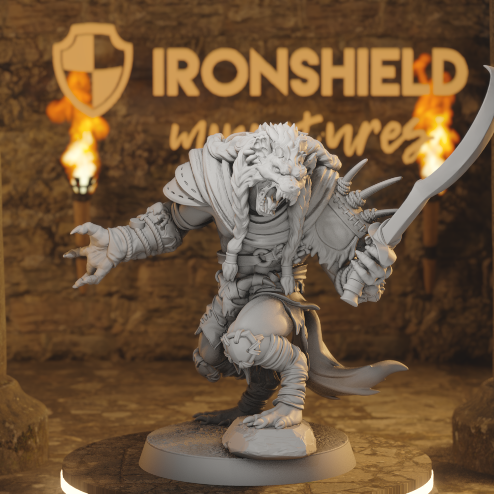 Boneyard Gnoll 2 Gnoll Fighter DnD miniature 3D printed resin tabletop RPG figure