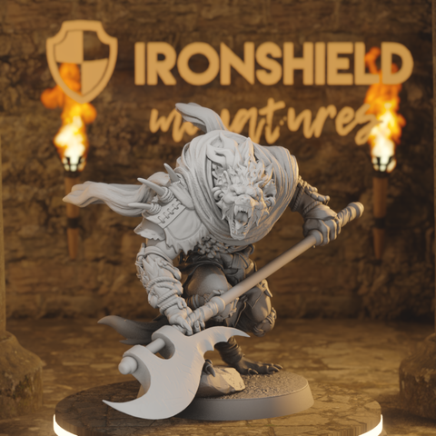 Boneyard Gnoll - Halberd-Wielding Gnoll Hooded Marauder of Bloodstone Valley