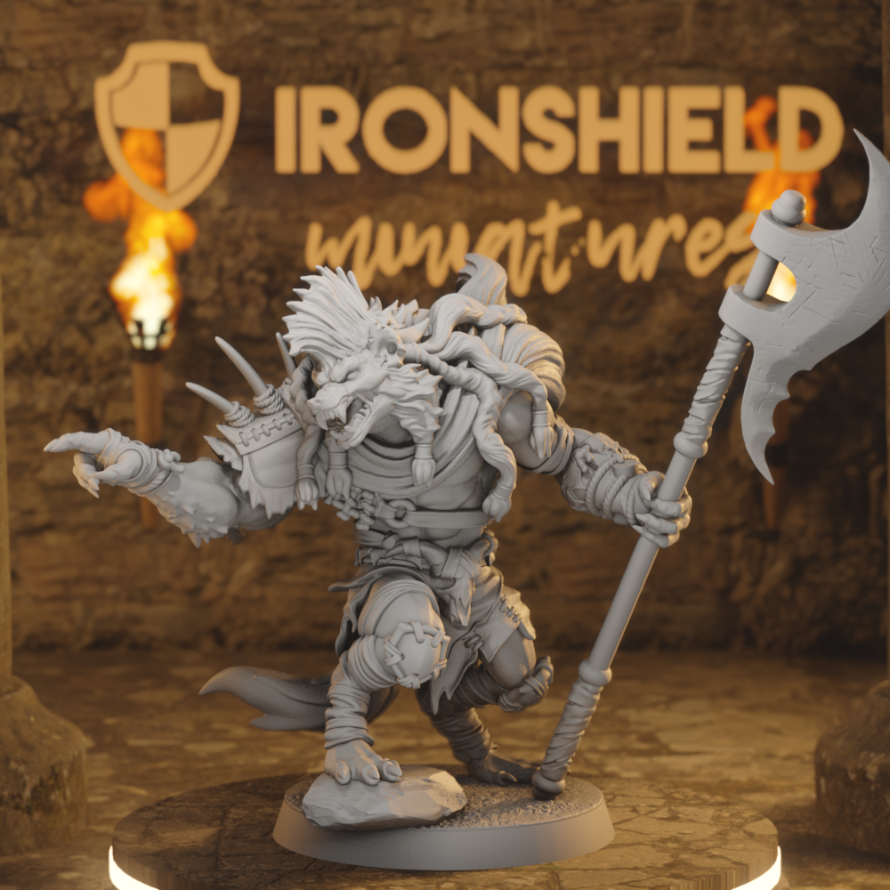 Boneyard Gnoll 5 Gnoll Fighter DnD miniature 3D printed resin tabletop RPG figure