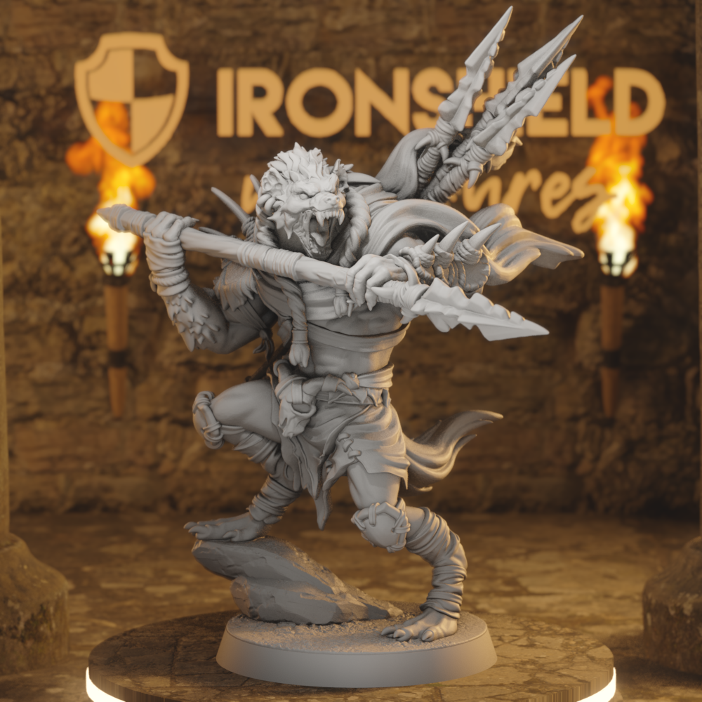 Boneyard Gnoll Stalker 4 Gnoll Fighter DnD miniature 3D printed resin tabletop RPG figure